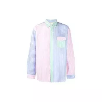 Polo Ralph Lauren FW21 Полосатая рубашка с цветными блоками и длинным рукавом Мужские рубашки Синяя 710823666-001 M