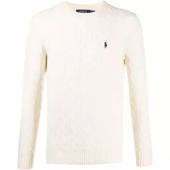 Polo Ralph Lauren FW21 Толстый трикотажный свитер с вышитым логотипом Мужской свитер Белый 710719546001 L