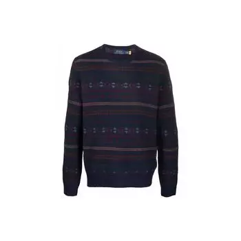 Polo Ralph Lauren FW21 Узор Жаккардовый Трикотажный Свитер Мужской Свитер Темно-Синий 710850019-001 XL