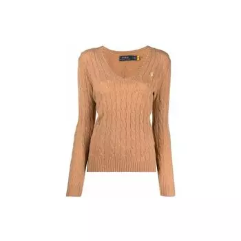 Polo Ralph Lauren FW21 V-образный вырез трикотажный свитер женский свитер хаки 211508656-073 L