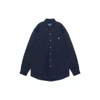 Polo Ralph Lauren FW21 Вышитый логотип с застежкой на пуговицы и длинным рукавом Рубашка мужская Темно-синяя 710654408-016 S