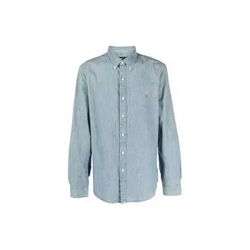 Polo Ralph Lauren FW21 Вышитый логотип Slim Fit Рубашка с длинным рукавом Мужские рубашки Синий 710548538-001 XL