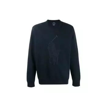 Polo Ralph Lauren FW21 вышитый логотип однотонный свитер мужской свитер темно-синий 710766862-009 S