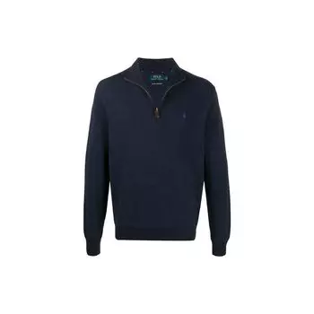 Polo Ralph Lauren FW21 вышитый логотип полумолнии свитер мужской свитер синий 710758370-002 L