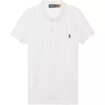 Polo Ralph Lauren FW22 Cable Knit Polo Shirt Short Sleeve Polo Shirt Women tops White WMPOKNINCU20645-100 XL