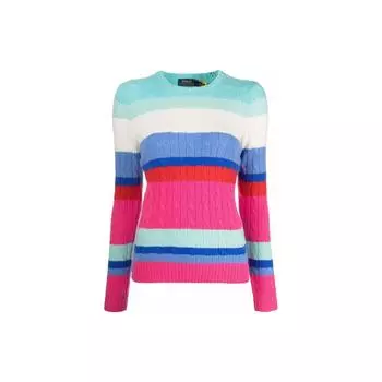 Polo Ralph Lauren FW22 Цветной полосатый кашемировый свитер Женский свитер Синий 211856723-001 S