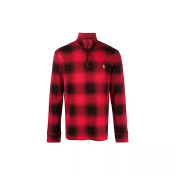 Polo Ralph Lauren FW22 клетчатый сплошной логотип вышитый полумолния длинный рукав толстовка мужская толстовка 710880325-001 M