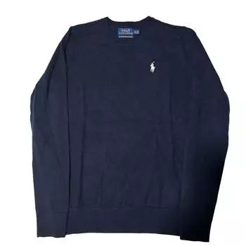 Polo Ralph Lauren FW22 Логотип Вышитый Принт Однотонный Круглый Вырез Длинный Рукав Женский Свитер Темно-Синий 211685218-002 XS