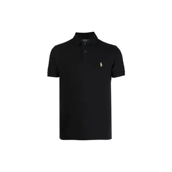 Polo Ralph Lauren FW22 Маленькая Пони Логотип Вышитая Рубашка Поло с Коротким Рукавом Мужские Топы Черный 710880327-001 XL