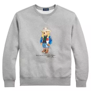 Polo Ralph Lauren FW22 Медвежий Принт Свитшот с Круглым Вырезом И Длинными Рукавами Мужская Толстовка Серый MNPOKNI16822503-020 2XL