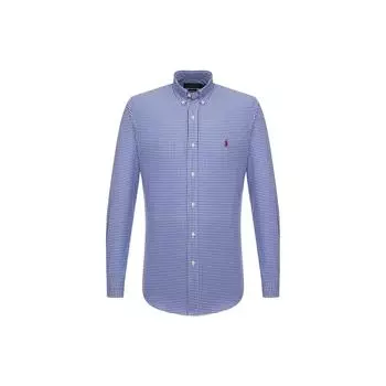 Polo Ralph Lauren FW22 Однобортная рубашка с длинным рукавом и вышитым логотипом в клетку Мужские рубашки Фиолетовый Синий 7108598824-656 L