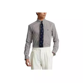 Polo Ralph Lauren FW22 Однобортная рубашка с длинным рукавом и вышитым логотипом Мужские рубашки Серый 710859881-006 XS