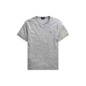 Polo Ralph Lauren FW22 Однотонная футболка с вышивкой логотипа, с коротким рукавом, с круглым вырезом, мужская, топы, серый MNPOTSH1N820102-020 S