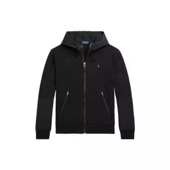 Polo Ralph Lauren FW22 Однотонная куртка с вышитым логотипом на молнии с капюшоном и длинными рукавами Мужские куртки черного цвета MNPOKNI16822460-001 XS