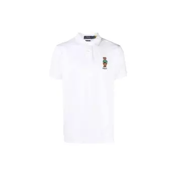 Polo Ralph Lauren FW22 Однотонная мужская рубашка поло с коротким рукавом и вышитым логотипом в виде медведя, белая 710853312-018 XL