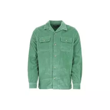 Polo Ralph Lauren FW22 Однотонная повседневная рубашка поло с воротником-поло, однобортная, с длинным рукавом, мужские рубашки, зеленый цвет 710876980-003 S