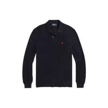 Polo Ralph Lauren FW22 Однотонная повседневная трикотажная рубашка поло с длинным рукавом и микрологотипом, мужские топы, темно-синие MNPOKNI16822502-410 XS