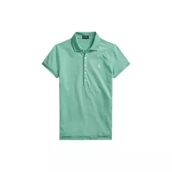 Polo Ralph Lauren FW22 Однотонная рубашка поло с коротким рукавом и вышитым логотипом, женские топы, зеленый цвет WMPOKNINCU20509-300 XS