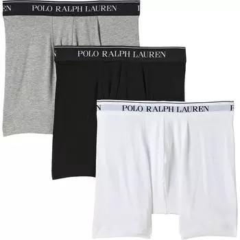 Polo Ralph Lauren FW22 Однотонные боксеры-брифы средней посадки с принтом логотипа, набор из 3 штук, мужское нижнее белье 714835887-004 XXL
