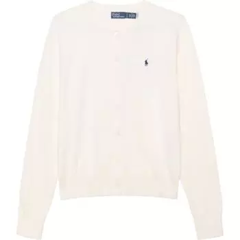 Polo Ralph Lauren FW22 Однотонный однобортный свитер с вышитым логотипом и длинными рукавами, женский свитер белого цвета WMPOSWENDW20125-101 M