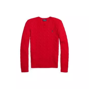 Polo Ralph Lauren FW22 Однотонный принт с длинным рукавом из шерсти Женский свитер Красный WMPOSWENC020447 S