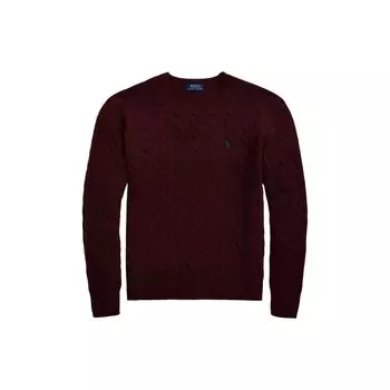 Polo Ralph Lauren FW22 однотонный свитер с круглым вырезом и косами, мужской свитер красно-коричневый MNPOSWE16821248-601 M