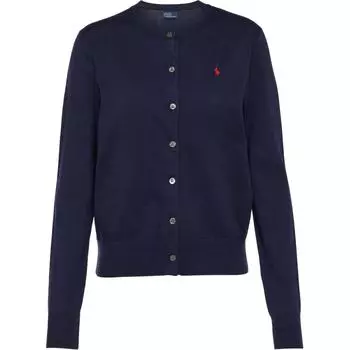 Polo Ralph Lauren FW22 Однотонный вязаный кардиган с вышивкой зебры Женские кардиганы Темно-синий WMPOSWENDW20110-400 XS