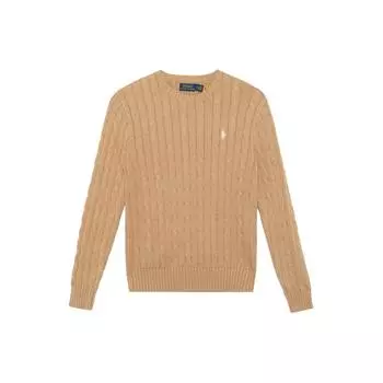 Polo Ralph Lauren FW22 однотонный вязаный свитер с круглым вырезом и длинными рукавами женский свитер коричневый 211570012-075 S