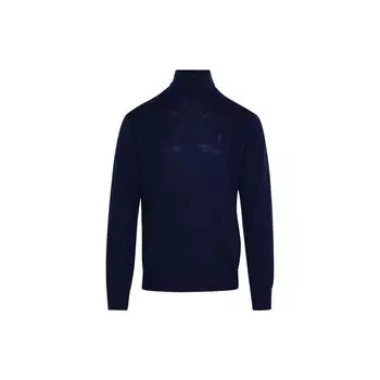 Polo Ralph Lauren Fw22 Однотонный вышитый логотип с высоким воротом, длинный рукав, мужской свитер, синий 710876851-005 XXL