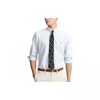 Polo Ralph Lauren FW22 Полосатая однобортная рубашка с вышитым логотипом Мужские рубашки синего цвета MNPOWOV16820201-400 S