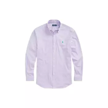 Polo Ralph Lauren FW22 Полосатая однобортная рубашка с квадратным воротником и длинным рукавом Мужские рубашки Фиолетовый 710859881-005 XL