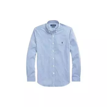 Polo Ralph Lauren FW22 Полосатая повседневная приталенная рубашка с длинным рукавом Мужские рубашки синего цвета MNPOWOV16822117-400 XS