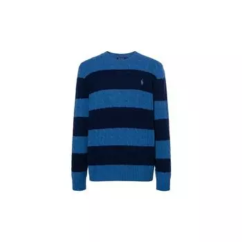 Polo Ralph Lauren FW22 Полосатый вязаный свитер с круглым вырезом Мужской свитер Синий MNPOSWE16821252-999 L