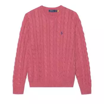 Polo Ralph Lauren FW22 Pony вышитый косичками свитер с круглым вырезом мужской свитер розово-розовый 710775885-034 L