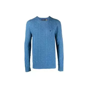 Polo Ralph Lauren FW22 Solid Logo Crew Neck Knit Cashmere свитер мужской свитер синий 710876762-008 XL