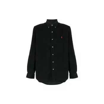 Polo Ralph Lauren FW22 Solid Logo Polo Shirt Long Sleeve Men Shirts Black 710853123V-003 S