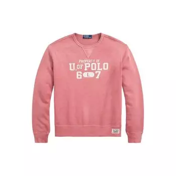 Polo Ralph Lauren FW22 Solid Logo Print Crew Neck Loose Casual Long Sleeve Hoody Men sweatshirt Pink MNPOKNI16822288-600 2XL