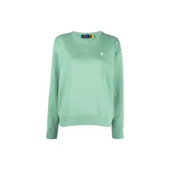 Polo Ralph Lauren FW22 Solid Logo Вышитый свободный крой свитшот с круглым вырезом Женская толстовка зеленая 211794395-021 XS