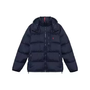 Polo Ralph Lauren FW22 Solid Logo Вышитый Съемный Капюшон Теплый Пуховик Мужские Куртки Темно-Синий MNPOOTW16020299-410 XXL