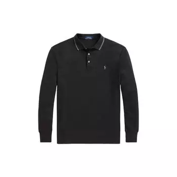 Polo Ralph Lauren FW22 Solid Slim Fit с длинным рукавом на пуговицах Мужская рубашка поло, топы, черный цвет MNPOKNI16822202001 XS
