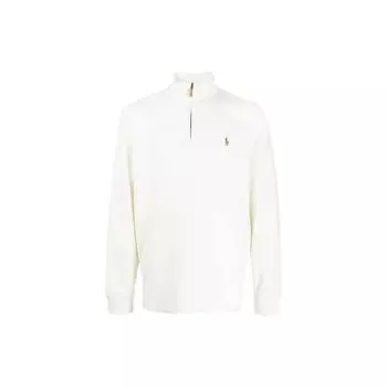 Polo Ralph Lauren FW22 сплошной логотип узор воротник молния длинный рукав толстовка мужская толстовка Off-White 710671929015 XXL