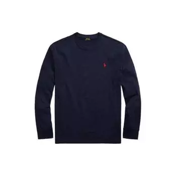 Polo Ralph Lauren FW22 сплошной логотип вышитый круглый вырез длинный рукав футболка мужские топы темно-синие MNPOTSH16820261-410 L