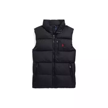 Polo Ralph Lauren FW22 сплошной логотип вышитый водонепроницаемый пуховый жилет детские жилеты черный CWPOOTWYN220027-001 L
