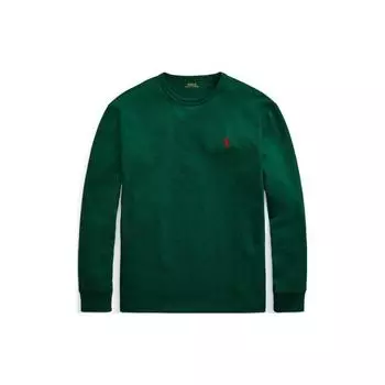 Polo Ralph Lauren FW22 сплошной логотип вышитый хлопок круглый вырез длинный рукав футболка мужские топы зеленый MNPOTSH16820247-301 M