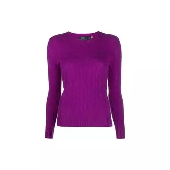 Polo Ralph Lauren FW22 сплошной логотип вышитый косичка вязаный длинный рукав свитер женский свитер фиолетовый 211875831-015 XS