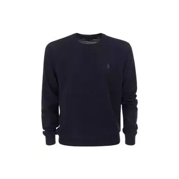 Polo Ralph Lauren FW22 сплошной логотип вышитый круглый вырез свитер мужской свитер синий 710876846-003 XL
