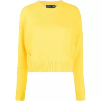 Polo Ralph Lauren FW22 сплошной логотип вышитый круглый вырез свитер женский свитер желтый 211872736004004 XXL