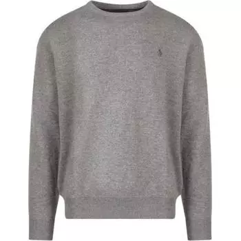 Polo Ralph Lauren FW22 сплошной логотип вышитый круглый вырез пуловер вязаный свитер мужской свитер серый 710876714-007 XL