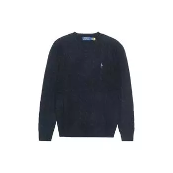 Polo Ralph Lauren FW22 сплошной логотип вышитый косами свитер мужской свитер черный 710876762-001 XL
