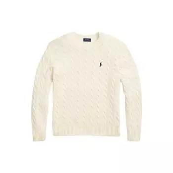 Polo Ralph Lauren FW22 сплошной логотип вышитый косами кашемировый свитер мужской свитер кремовый 710876762-010 L